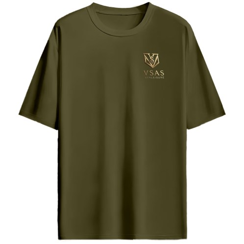 Moon Ghost unisex graphic t-shirt in olive green with minimalist ghost and moon design - VSAS Clothing